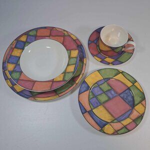 VICTORIA & BEALE PRISM PORCELAIN DISH SET #9052 - 1 PLACE SETTING. VINTAGE 1998